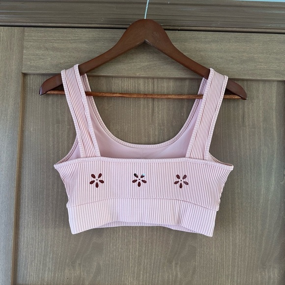 Electric Yoga Pink Sedona Ribbed Bra Flower Cutout Back Women’s size Small - Picture 5 of 15
